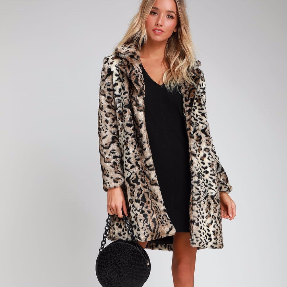 BB Dakota Bradshaw Leopard Print Faux Fur Coat